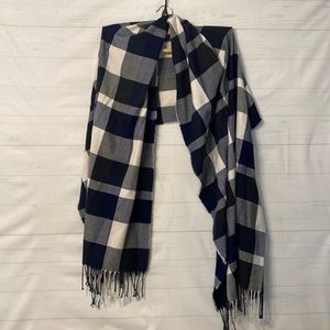 Navy, Black & White Plaid Scarf